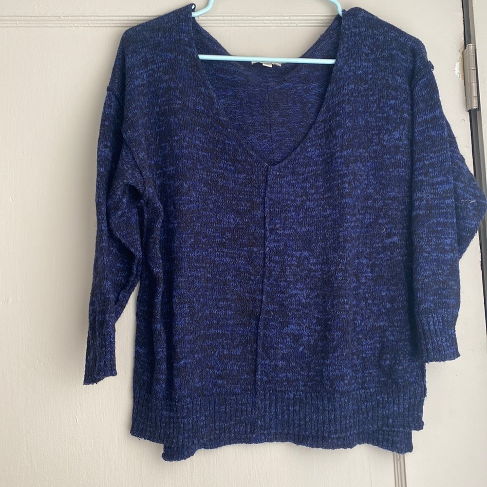Navy+black V-neck sweater